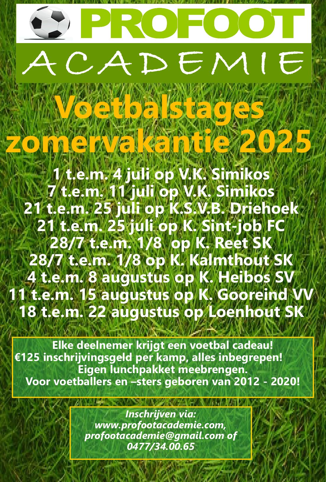 Inschrijvingsdata 2025